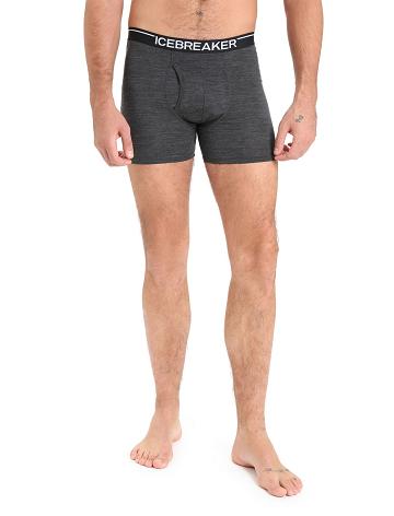 Jet Heather Icebreaker Merino Anatomica Boxers With Fly Men's Underwear | AU 1308ILHS